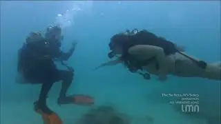 Female Bikini Diver gets air turn off