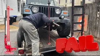 USING HIGH-LIFT JACK TO MOVE 1997 JEEP WRANGLER #jeep #automobile #mechanic #wrangler #tj