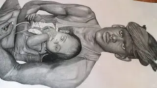 Graphite Drawing of Man And Child