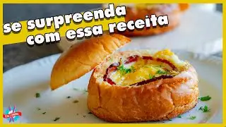 COMO FAZER PÃO RECHEADO NO FORNO COM BACON E OVO | ISSO É COMIDA
