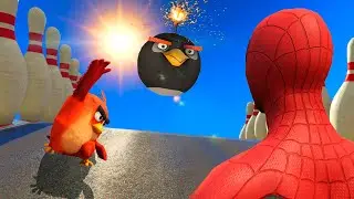 Water Ragdolls GTA5 | SPIDERMAN vs ANGRY BIRDS Fails/Jumps ep.13  [Funny Moments]