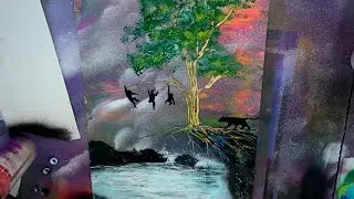 Three Monkeys and One Hungry Jaguar - Spray Paint Art