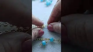 Blue Chalcedony and gold plated chain necklace