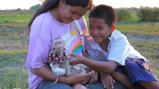Cutie Valen Relaxing And Get Fresh Air At Rice Field With Brother