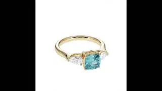 Atyaza Inc Yellow Gold Aquamarine and Diamond Engagement Ring ATZR 0785