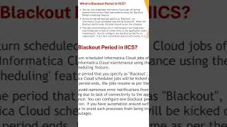 blackout period in IICS | Interview question on Informatica cloud scheduling 