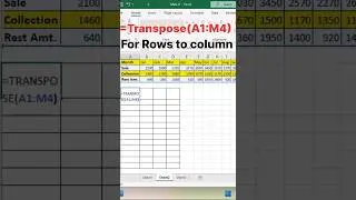 Excel Transpose Data Rows to column #excel #trending #viralshort #exceltips