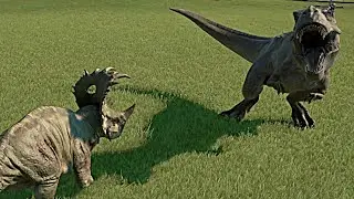 ТИРАННОЗАВР РЕКС vs СИНОЦЕРАТОПС, ХАСМОЗАВР, ТОРОЗАВР 🧬 Jurassic World Evolution