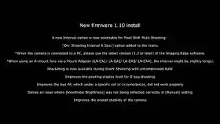 Sony A7r iii firmware update v1.10
