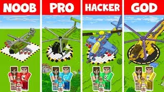 Minecraft NOOB vs PRO vs HACKER vs GOD - FAMILY HELICOPTER HOUSE BUILD CHALLENGE