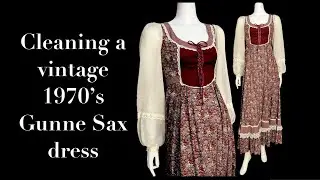 A vintage 1970s Gunne Sax dress gets cleaned with special attention to brighten the sleeves