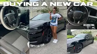 VLOG: I BOUGHT A NEW CAR! ♡ | 2023 DODGE CHARGER SXT |  car tour + car essentials + car decorating