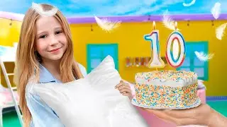 Nastya e sua 10ª festa de aniversário do pijama