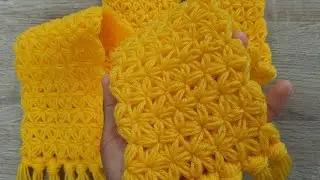 สอนถักผ้าพันคอลายดอกพิกุล☘️|how to crochet flower scarf🌼