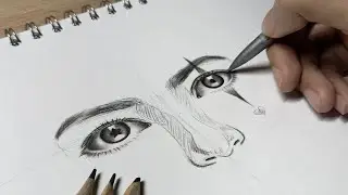 Drawing a Face with IMAGINATION | Real time and Time Lapse