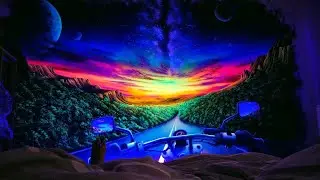 Full Gas At Sunset Time - Black Light Fluorescent Mural - by Antonipaints