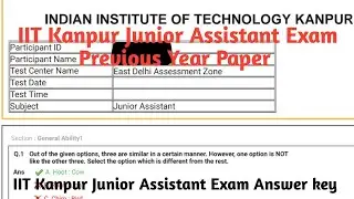 IIT Kanpur Junior Assistant Exam Previous year Question paper/Syllabus