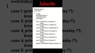 Print Days of Week using Switch| 