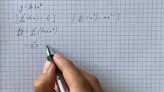 Derivatives Find the derivative of the following functions. y = \ln 2x^{8} | Plainmath