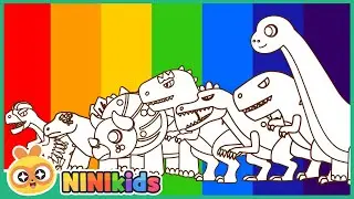 What color dinosaur am I? | Rainbow-Colored Dinosaur | Drawing | T-rex? Triceratops? | NINIkids