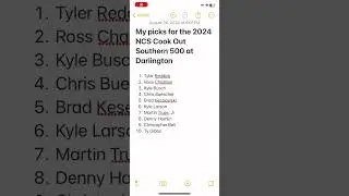 My picks for the 2024 NCS Cook Out Southern 500 at Darlington