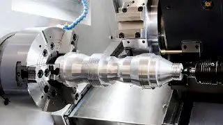 Fantastic Modern High Speed CNC Lathe Machine Working In Action, Heavy Duty Industrial Factory