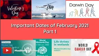 Important  Days and Dates of February 2021 in english | PART -1 | Madhav S Krishna