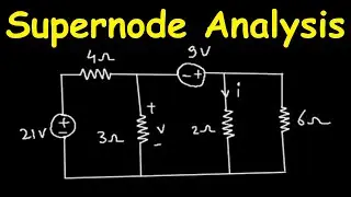 Nodal Analysis with Supernode : Find v and i in the circuit of Fig | Electrical Engineering