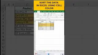 SORT THE DATA IN EXCEL USING CELL COLOR 