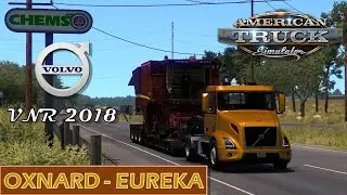 Carrying Harvester from Oxnard to Eureka (with Volvo VNR) - American Truck Simulator Gameplay