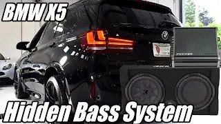 2018 BMW X5 subwoofer system. Kicker Subwoofer box TRTP12, Kicker CXA800.1 and a Wavtech Link2
