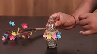 diy decorative bottle light using jute rope pearl and fairy lights
