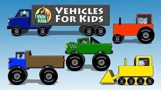 Vehicles For Kids - Truck Tractor Car Bulldozer Bus Motorcycle For Children