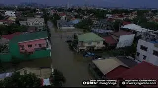 Typhoon Ulysses (Vamco) aftermath in Cainta, Philippines. Drone footage 