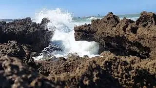 Mesmerizing Waves Breaking on Sea Rocks - Free Stock Footage