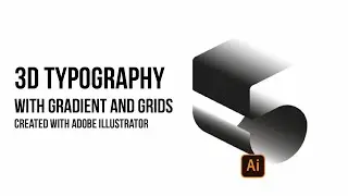3D number 5 Typography with gradients and grid | adobe illustrator tutorial