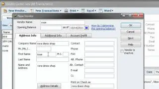 QuickBooks: Vendor Type List