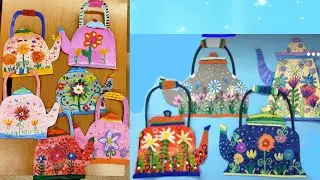 A Painted teapot, drawing lesson at school, a gift to mom on March 8
