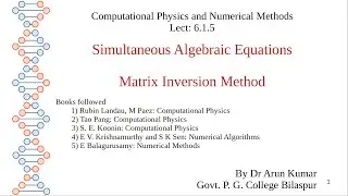 Lecture: 6.1.5. Matrix Inversion Method