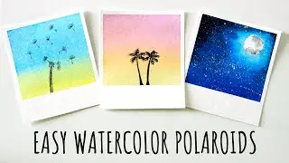 3 EASY POLAROID PAINTINGS - Watercolor Tutorial for Beginners // Making Redbubble Designs