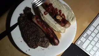 ASMR - JUICY STEAK AND HOTDOGS EATING SOUNDS