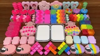 PINK vs RAINBOW SHEEP I Mixing Random into Glossy Slime I Relaxing slime videos
