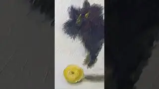 Crazy cat scared by apple
