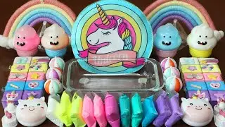 Mixing”Unicorn” Eyeshadow and Makeup,parts,glitter Into Slime!Satisfying Slime Video!★ASMR★
