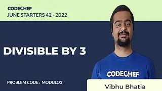 MODULO3 | DIVISIBLE BY 3 | June Starters42 2022 | Problem Solutions | CodeChef