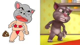 Laugh with My Talking Tom 2 Funny Drawing Meme - Crazy Fails | Funny Cartoon Compilation Video