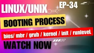 Linux/Unix Booting  Process // BIOS // MBR // GRUB // KERNEL// INIT// RUNLEVEL  // EP 34