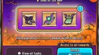 Shop Titans | Halloween Content Pass | October 2022 | Access to all rewards | Spend 1500 Gems
