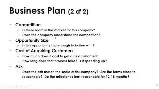 Screening & Evaluating - Business Plan