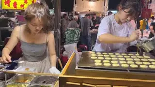 Beautiful Sisters Making Cute Dorayaki - Taiwanese Street Food